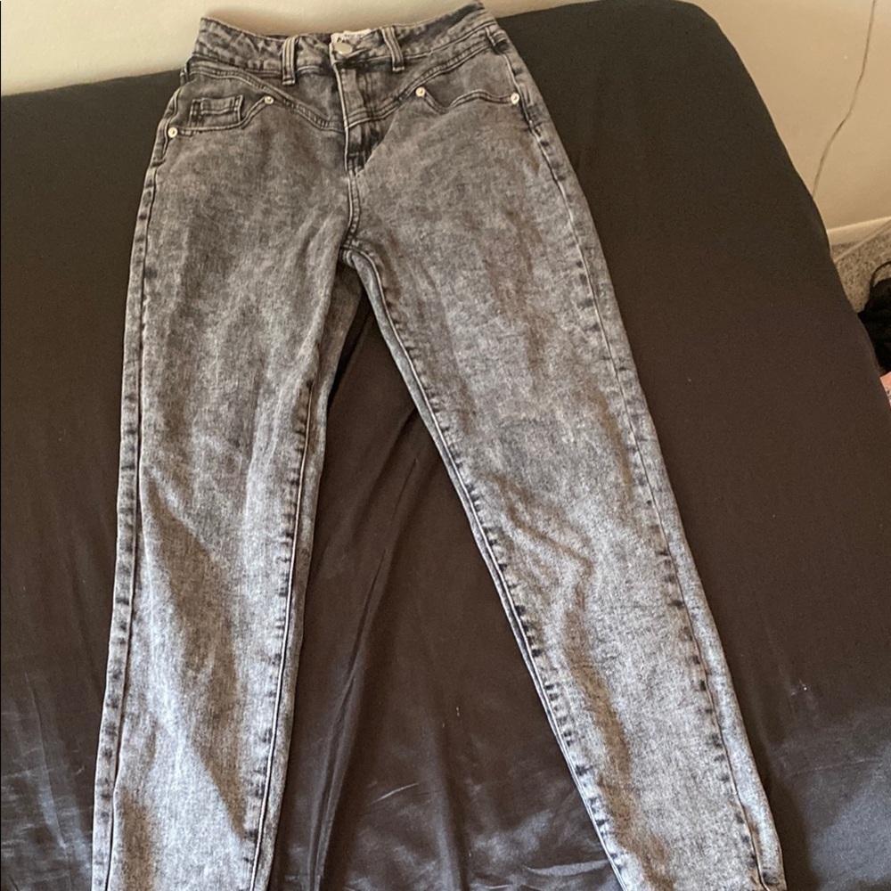 Abound Gray Skinny Jeans High-Waisted Distressed